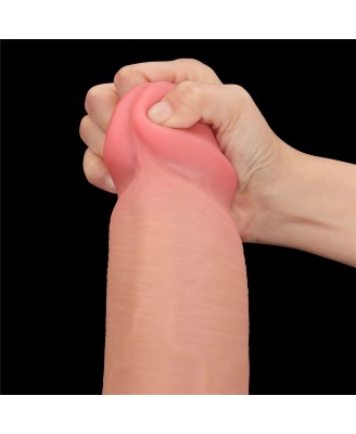 14'' King Sized Sliding Skin Dual Layer Dong - Cieliste Realistyczne Dildo z Przyssawką
