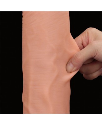 14'' King Sized Sliding Skin Dual Layer Dong - Cieliste Realistyczne Dildo z Przyssawką