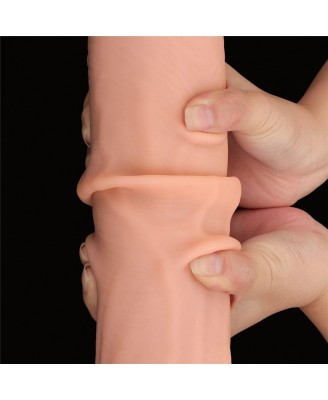 14'' King Sized Sliding Skin Dual Layer Dong - Cieliste Realistyczne Dildo z Przyssawką