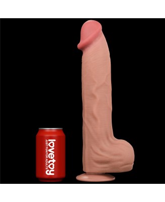 14'' King Sized Sliding Skin Dual Layer Dong - Cieliste Realistyczne Dildo z Przyssawką