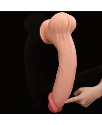 14'' King Sized Sliding Skin Dual Layer Dong - Cieliste Realistyczne Dildo z Przyssawką