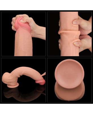 14'' King Sized Sliding Skin Dual Layer Dong - Cieliste Realistyczne Dildo z Przyssawką