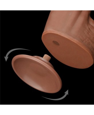 12'' King Sized Sliding Skin Dual Layer Dong - Brązowe Realistyczne Dildo z Przyssawką