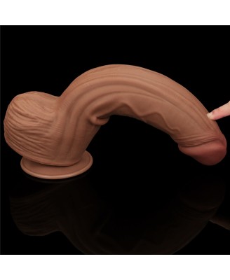 12'' King Sized Sliding Skin Dual Layer Dong - Brązowe Realistyczne Dildo z Przyssawką