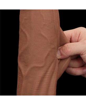 12'' King Sized Sliding Skin Dual Layer Dong - Brązowe Realistyczne Dildo z Przyssawką