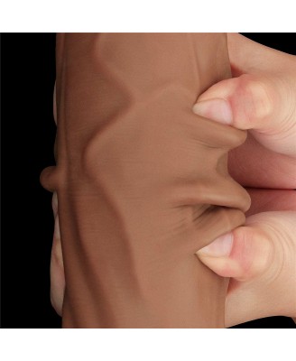 12'' King Sized Sliding Skin Dual Layer Dong - Brązowe Realistyczne Dildo z Przyssawką