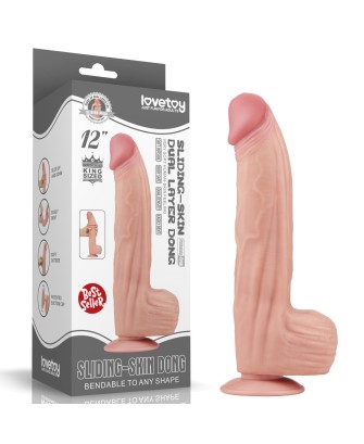 12'' King Sized Sliding Skin Dual Layer Dong - Cieliste Realistyczne Dildo z Przyssawką