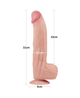 12'' King Sized Sliding Skin Dual Layer Dong - Cieliste Realistyczne Dildo z Przyssawką