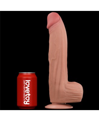 12'' King Sized Sliding Skin Dual Layer Dong - Cieliste Realistyczne Dildo z Przyssawką