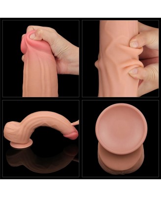 12'' King Sized Sliding Skin Dual Layer Dong - Cieliste Realistyczne Dildo z Przyssawką