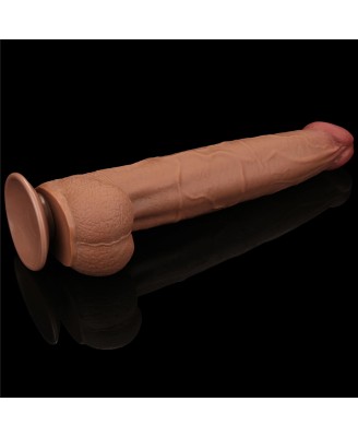 13.5'' King Sized Sliding Skin Dual Layer Dong - Brązowe Realistyczne Dildo z Przyssawką