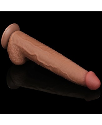 13.5'' King Sized Sliding Skin Dual Layer Dong - Brązowe Realistyczne Dildo z Przyssawką