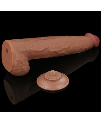 13.5'' King Sized Sliding Skin Dual Layer Dong - Brązowe Realistyczne Dildo z Przyssawką