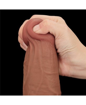 13.5'' King Sized Sliding Skin Dual Layer Dong - Brązowe Realistyczne Dildo z Przyssawką