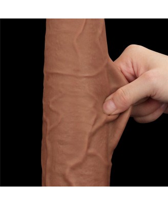 13.5'' King Sized Sliding Skin Dual Layer Dong - Brązowe Realistyczne Dildo z Przyssawką