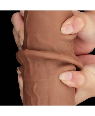13.5'' King Sized Sliding Skin Dual Layer Dong - Brązowe Realistyczne Dildo z Przyssawką