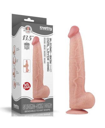 13.5'' King Sized Sliding Skin Dual Layer Dong - Cieliste Realistyczne Dildo z Przyssawką