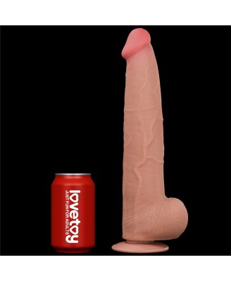 13.5'' King Sized Sliding Skin Dual Layer Dong - Cieliste Realistyczne Dildo z Przyssawką