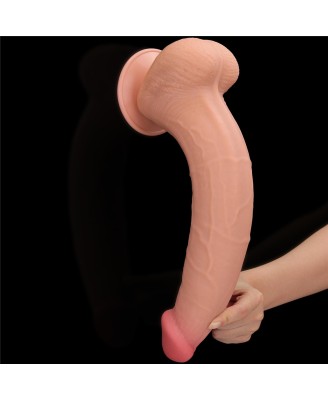 13.5'' King Sized Sliding Skin Dual Layer Dong - Cieliste Realistyczne Dildo z Przyssawką