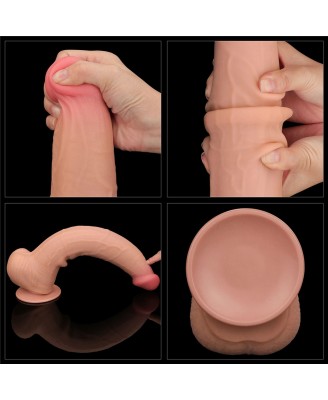 13.5'' King Sized Sliding Skin Dual Layer Dong - Cieliste Realistyczne Dildo z Przyssawką