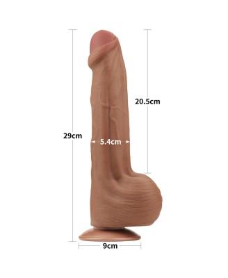 11.5'' King Sized Sliding Skin Dual Layer Dong - Brązowe Realistyczne Dildo z Przyssawką