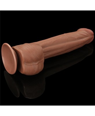 11.5'' King Sized Sliding Skin Dual Layer Dong - Brązowe Realistyczne Dildo z Przyssawką