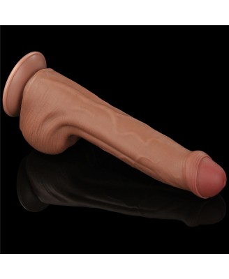 11.5'' King Sized Sliding Skin Dual Layer Dong - Brązowe Realistyczne Dildo z Przyssawką
