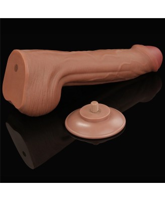 11.5'' King Sized Sliding Skin Dual Layer Dong - Brązowe Realistyczne Dildo z Przyssawką
