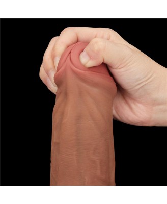 11.5'' King Sized Sliding Skin Dual Layer Dong - Brązowe Realistyczne Dildo z Przyssawką