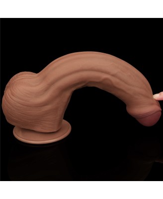11.5'' King Sized Sliding Skin Dual Layer Dong - Brązowe Realistyczne Dildo z Przyssawką