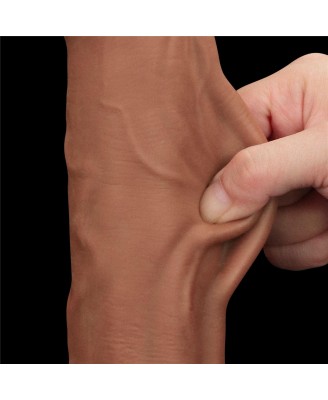 11.5'' King Sized Sliding Skin Dual Layer Dong - Brązowe Realistyczne Dildo z Przyssawką