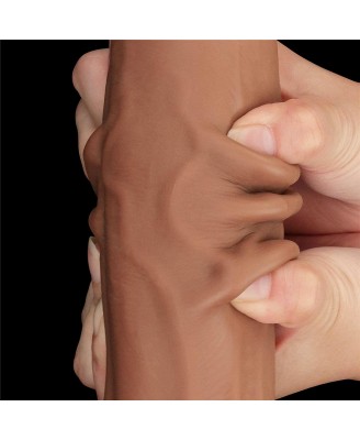 11.5'' King Sized Sliding Skin Dual Layer Dong - Brązowe Realistyczne Dildo z Przyssawką