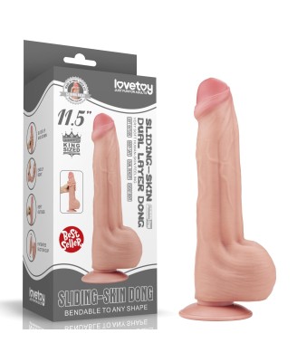 11.5'' King Sized Sliding Skin Dual Layer Dong - Cieliste Realistyczne Dildo z Przyssawką