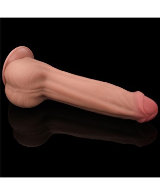 11.5'' King Sized Sliding Skin Dual Layer Dong - Cieliste Realistyczne Dildo z Przyssawką