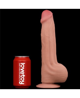 11.5'' King Sized Sliding Skin Dual Layer Dong - Cieliste Realistyczne Dildo z Przyssawką