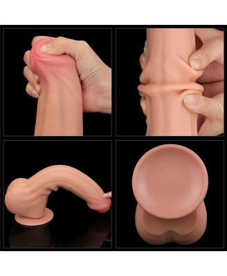 11.5'' King Sized Sliding Skin Dual Layer Dong - Cieliste Realistyczne Dildo z Przyssawką