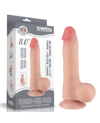 8'' Sliding Skin Dual Layer Dong - Cieliste Realistyczne Dildo z Przyssawką