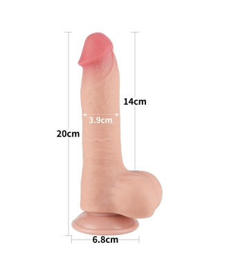 8'' Sliding Skin Dual Layer Dong - Cieliste Realistyczne Dildo z Przyssawką