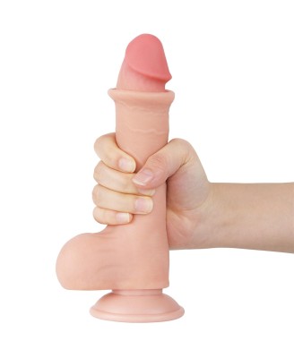 8'' Sliding Skin Dual Layer Dong - Cieliste Realistyczne Dildo z Przyssawką
