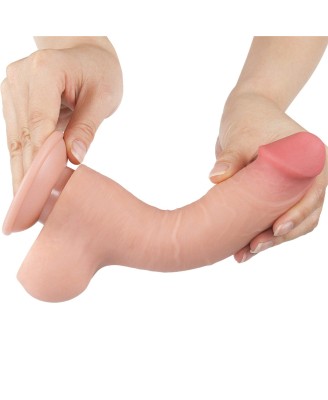 8'' Sliding Skin Dual Layer Dong - Cieliste Realistyczne Dildo z Przyssawką