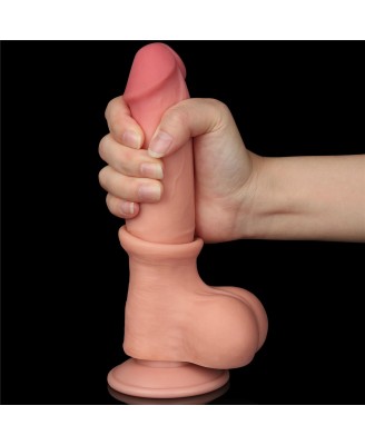 8'' Sliding Skin Dual Layer Dong - Cieliste Realistyczne Dildo z Przyssawką