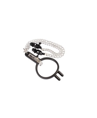 Humiliate Mouth Spreader with Nipple Clamps