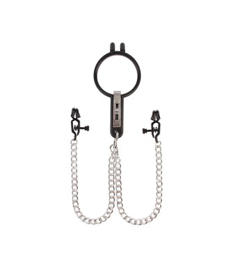 Humiliate Mouth Spreader with Nipple Clamps