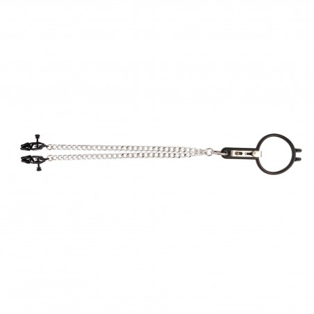 Humiliate Mouth Spreader with Nipple Clamps