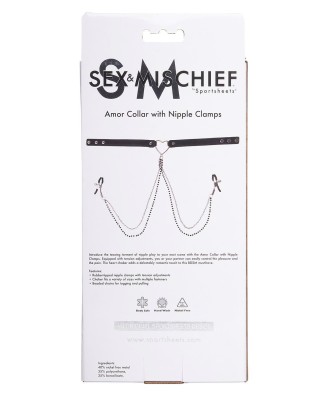 SPORTSHEETS SM AMOR COLLAR WITH NIPPLE JEWELRY