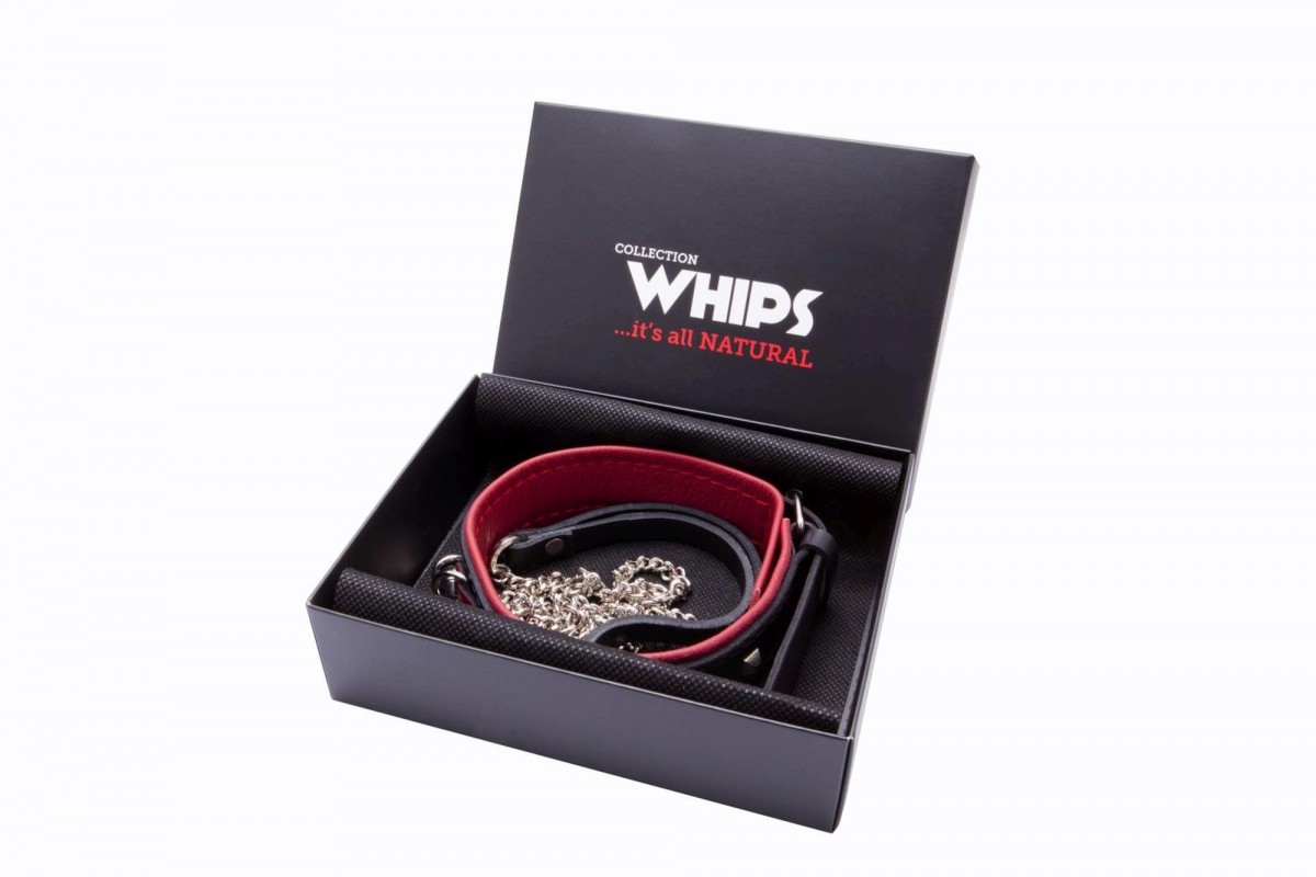 Whips Collections - Skórzana Obroża Damska z ćwiekami i smyczą