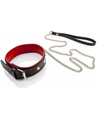 Whips Collections - Skórzana Obroża Damska z ćwiekami i smyczą