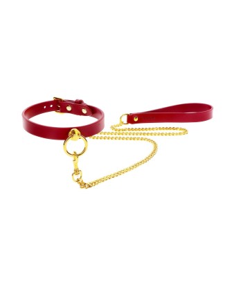 O-Ring Collar and Chain Leash Red
