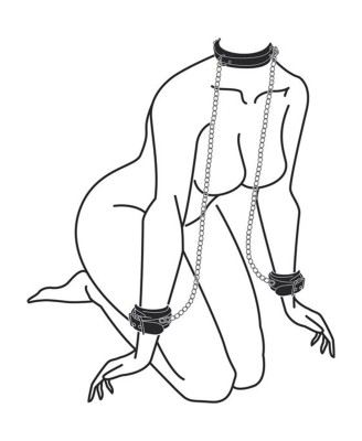 Bonded Leather Collar With Hand Cuffs