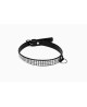 Wiązania-WHIPS lakier, obroża damska z kryształkami, czarna, 2cm